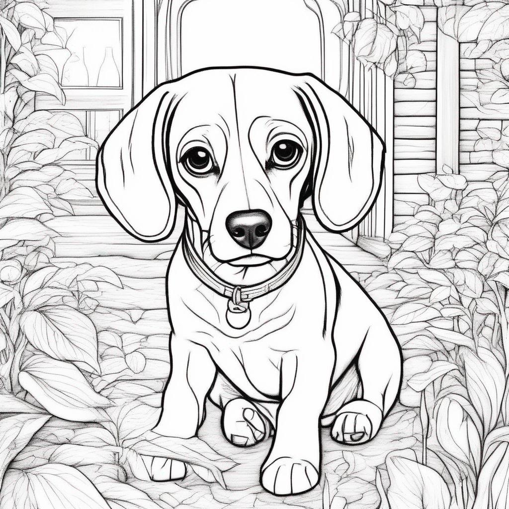 ruimte kleurplaat - Een beagle in de ruimte