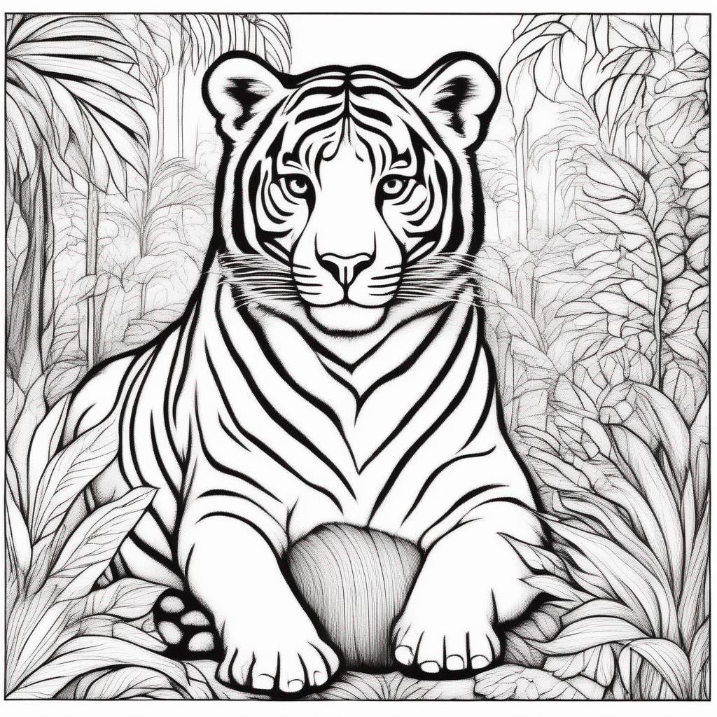 dieren kleurplaat - Meerdere jungle dieren en wilde dieren in de jungle